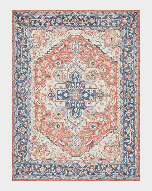 Richmond Serapi Hand-Tufted Red/Blue Rug, 6' x 9'